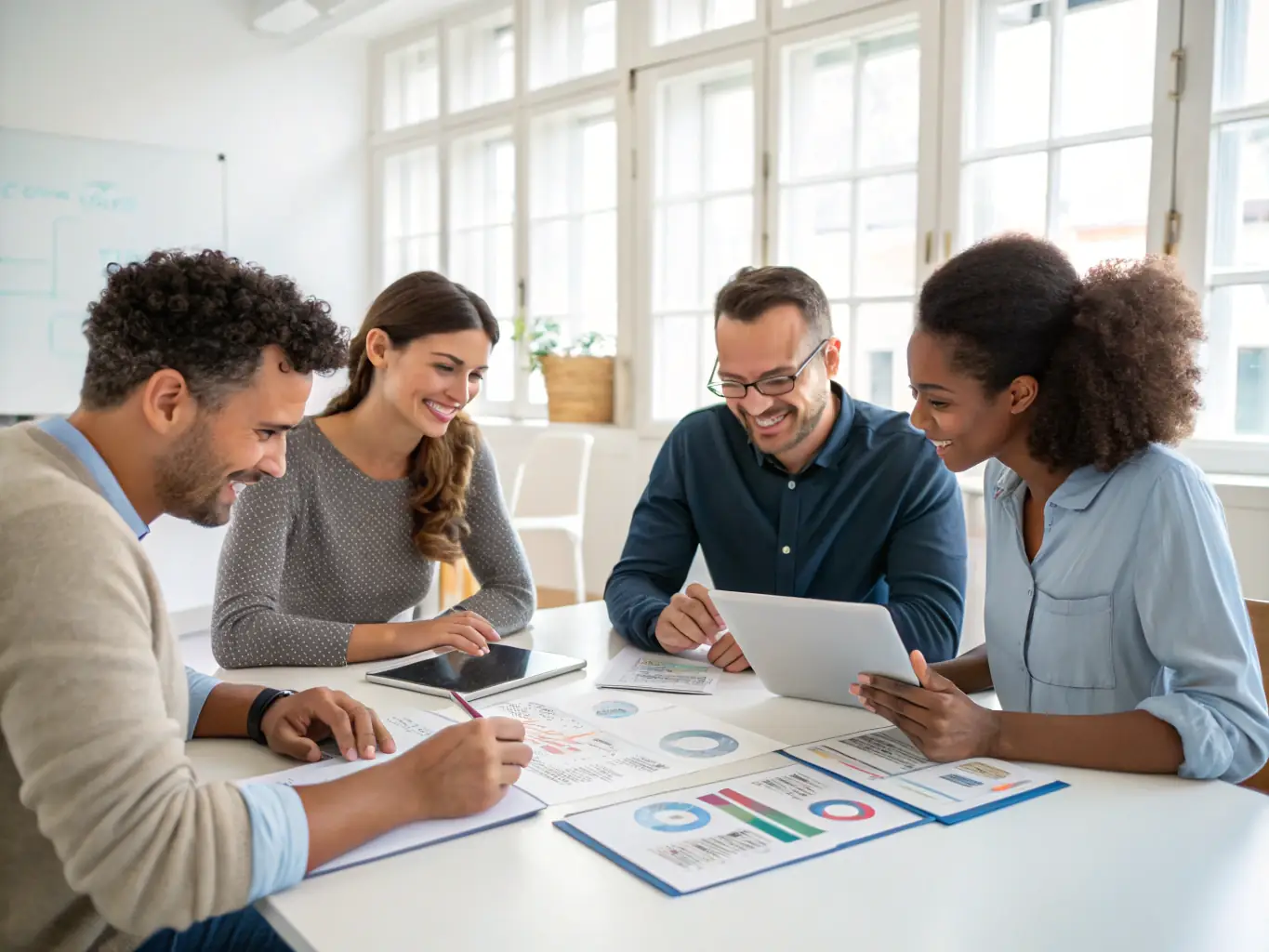 An image illustrating process optimization, showing a flowchart or diagram being analyzed and improved by a team. The visual should convey efficiency and streamlined operations.